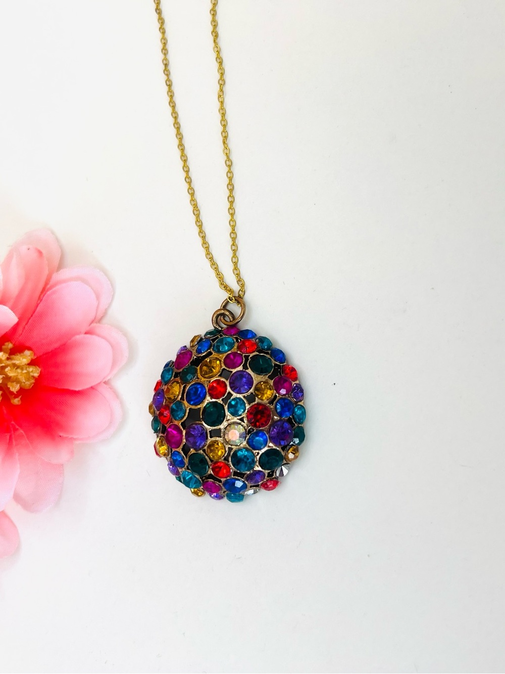 Multicolor Crystal Pendant Necklace - Women Jewelry